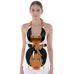 African American Woman With ?urly Hair Babydoll Tankini Top by bumblebamboo