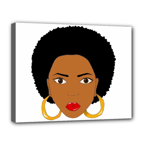 African American Woman With ?urly Hair Canvas 14  X 11  (stretched) by bumblebamboo
