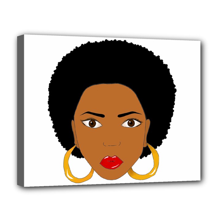African American woman with сurly hair Canvas 14  x 11  (Stretched)