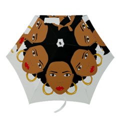 African American Woman With ?urly Hair Mini Folding Umbrellas by bumblebamboo
