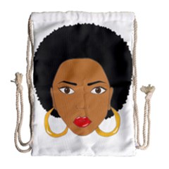 African American Woman With ?urly Hair Drawstring Bag (large)