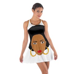 African American Woman With ?urly Hair Cotton Racerback Dress by bumblebamboo