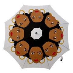 African American Woman With ?urly Hair Hook Handle Umbrellas (large) by bumblebamboo