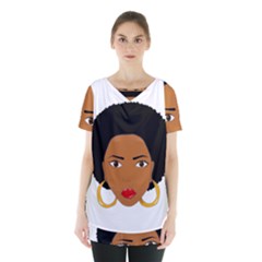 African American Woman With ?urly Hair Skirt Hem Sports Top by bumblebamboo