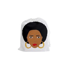 African American Woman With ?urly Hair Drawstring Pouch (small)