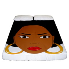 African American Woman With ?urly Hair Fitted Sheet (queen Size)