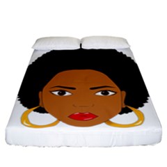 African American Woman With ?urly Hair Fitted Sheet (california King Size) by bumblebamboo
