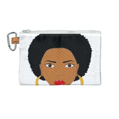 African American Woman With ?urly Hair Canvas Cosmetic Bag (medium) by bumblebamboo