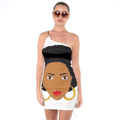 African American Woman With ?urly Hair One Soulder Bodycon Dress