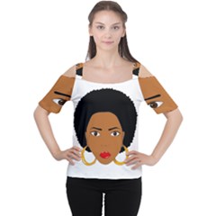 African American Woman With ?urly Hair Cutout Shoulder Tee