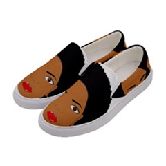 African American Woman With ?urly Hair Women s Canvas Slip Ons by bumblebamboo