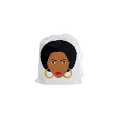 African American Woman With ?urly Hair Drawstring Pouch (xs) by bumblebamboo