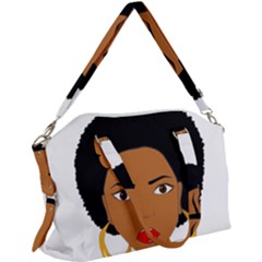 African American Woman With ?urly Hair Canvas Crossbody Bag by bumblebamboo