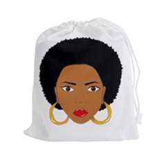 African American Woman With ?urly Hair Drawstring Pouch (xxl) by bumblebamboo