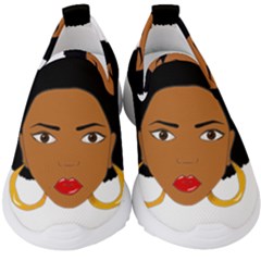 African American Woman With ?urly Hair Kids  Slip On Sneakers by bumblebamboo