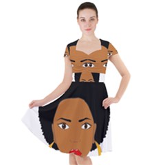 African American Woman With ?urly Hair Cap Sleeve Midi Dress by bumblebamboo