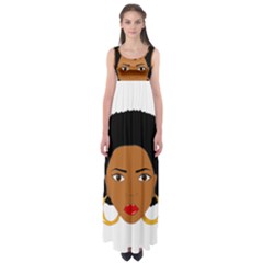 African American Woman With ?urly Hair Empire Waist Maxi Dress