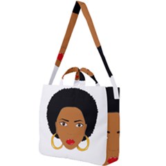 African American Woman With ?urly Hair Square Shoulder Tote Bag by bumblebamboo