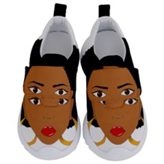 African American Woman With ?urly Hair Kids  Velcro No Lace Shoes by bumblebamboo