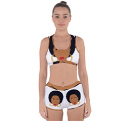 African American Woman With ?urly Hair Racerback Boyleg Bikini Set