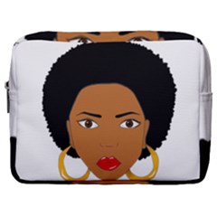 African American Woman With ?urly Hair Make Up Pouch (large) by bumblebamboo