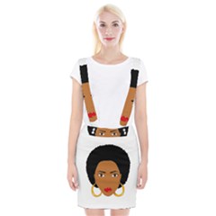 African American Woman With ?urly Hair Braces Suspender Skirt by bumblebamboo
