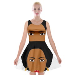 African American Woman With ?urly Hair Velvet Skater Dress by bumblebamboo