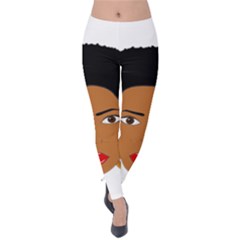 African American Woman With ?urly Hair Velvet Leggings by bumblebamboo