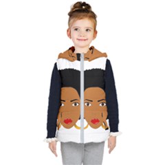 African American Woman With ?urly Hair Kids  Hooded Puffer Vest by bumblebamboo