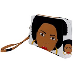 African American Woman With ?urly Hair Wristlet Pouch Bag (small) by bumblebamboo