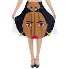 African American Woman With ?urly Hair Flared Midi Skirt