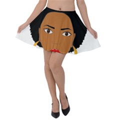 African American Woman With ?urly Hair Velvet Skater Skirt by bumblebamboo