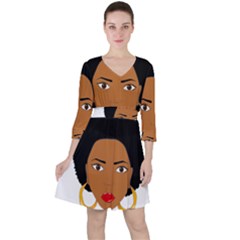 African American Woman With ?urly Hair Ruffle Dress by bumblebamboo