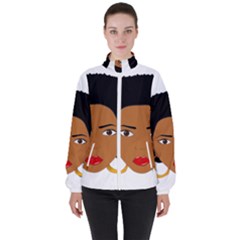 African American Woman With ?urly Hair Women s High Neck Windbreaker by bumblebamboo