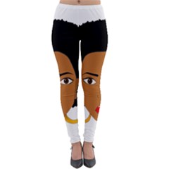 African American Woman With ?urly Hair Lightweight Velour Leggings by bumblebamboo