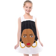 African American Woman With ?urly Hair Kids  Cross Back Dress by bumblebamboo