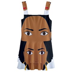 African American Woman With ?urly Hair Kids  Layered Skirt Swimsuit by bumblebamboo