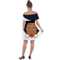 African American woman with сurly hair Off Shoulder Velour Dress View2