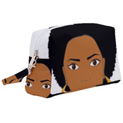 African American Woman With ?urly Hair Wristlet Pouch Bag (large) by bumblebamboo