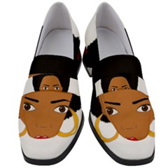African American Woman With ?urly Hair Women s Chunky Heel Loafers by bumblebamboo