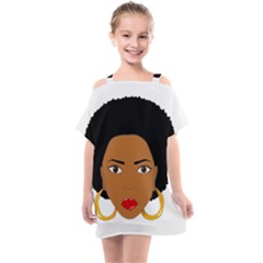 African American Woman With ?urly Hair Kids  One Piece Chiffon Dress by bumblebamboo
