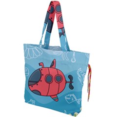 Dive Scuba Ocean Sea Water Fish Drawstring Tote Bag by Pakrebo