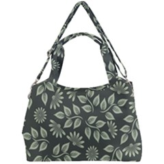 Flowers Pattern Spring Green Double Compartment Shoulder Bag by Pakrebo