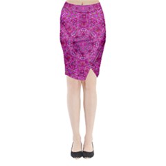 Flowering And Blooming To Bring Happiness Midi Wrap Pencil Skirt by pepitasart