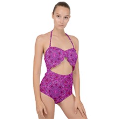 Flowering And Blooming To Bring Happiness Scallop Top Cut Out Swimsuit by pepitasart