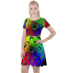 Ball Sphere Digital Art Fractals Cap Sleeve Velour Dress  by Pakrebo