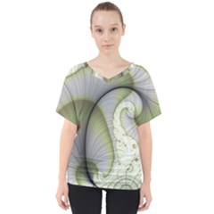 Graphic Fractal Eddy Curlicue Leaf V-neck Dolman Drape Top