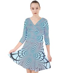 Digital Art Fractal Abstract Quarter Sleeve Front Wrap Dress by Pakrebo