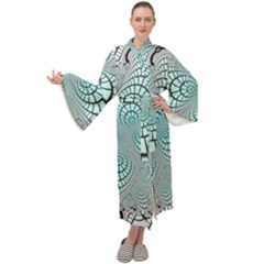 Digital Art Fractal Abstract Maxi Tie Front Velour Kimono by Pakrebo