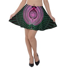 Fractal Traditional Fractal Hypnotic Velvet Skater Skirt by Pakrebo